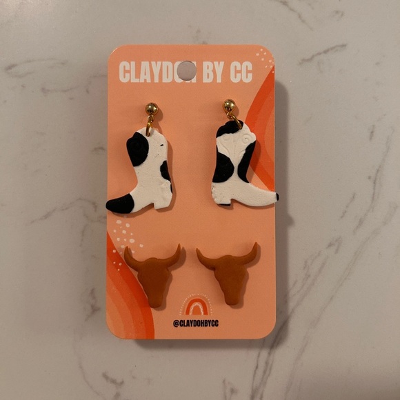 Cowgirl-Inspired Polymer Clay Earrings – Handmade Western Styles – Lightweight - Picture 3 of 4